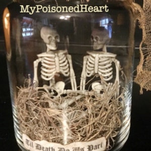 Light up Halloween Jar Of Skeletons Wedding Skeletons Bride Groom image 4