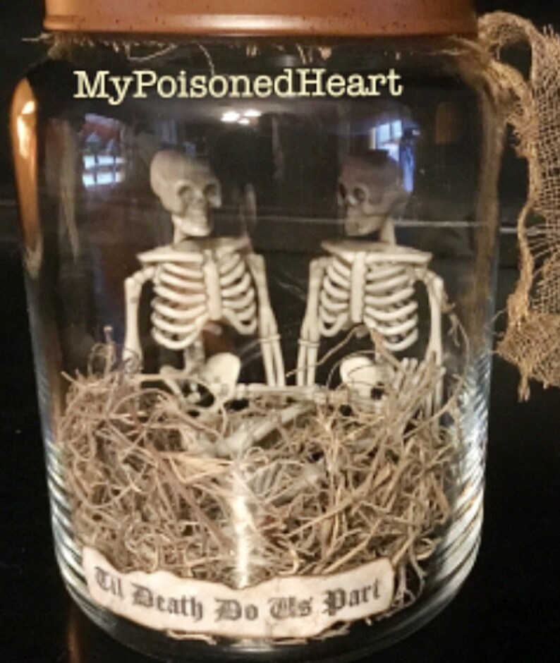 Light up Halloween Jar Of Skeletons Wedding Skeletons Bride Groom image 4