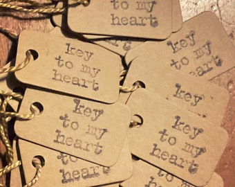 6 Mini Valentine’s Day Tags Key To My Heart Valentines Day Tags