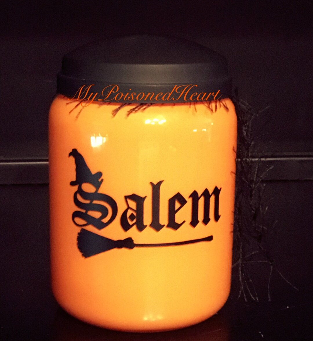 Halloween Lantern Halloween Luminary Salem Mass Salem Witches Broom Etsy