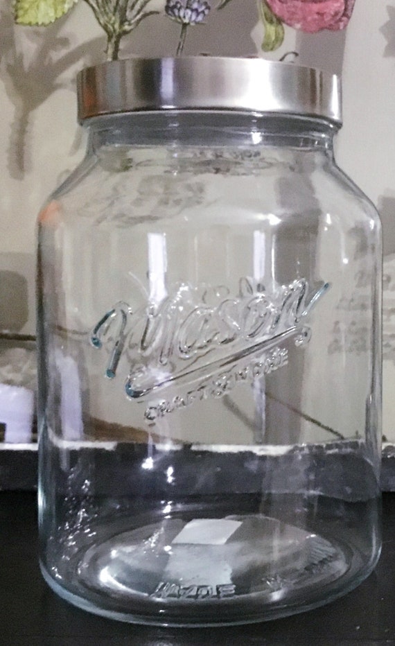 XXL Farmhouse Glass Mason Jar Screw Lid 1 Gallon Wide Mouth Etsy