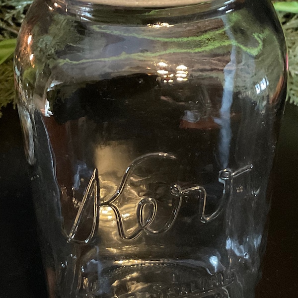 Primitive Farmhouse Vintage Kerr Self Sealing Mason Jar Vintage Half Gallon Mason Jar