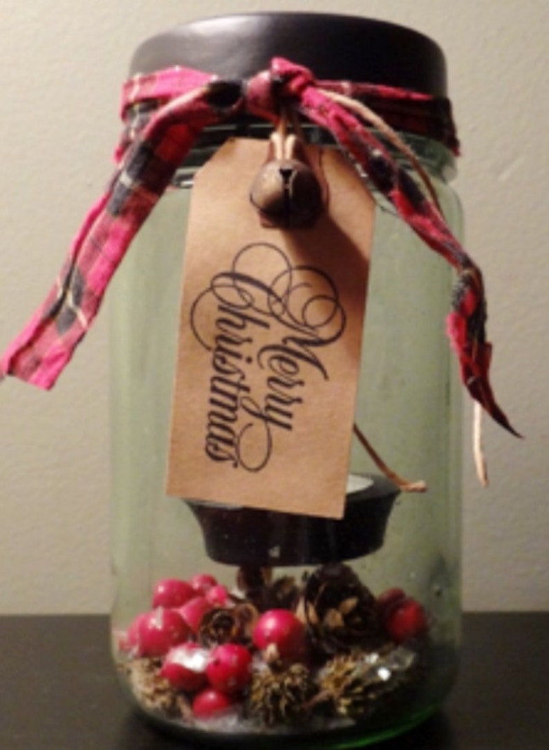 Pint Mason Jar Tea Light Holder Filled With Red Berries Dried Etsy