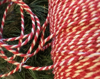 Yard Primitive Candy Cane Jute Red White Thick Bakery Twine Ribbon