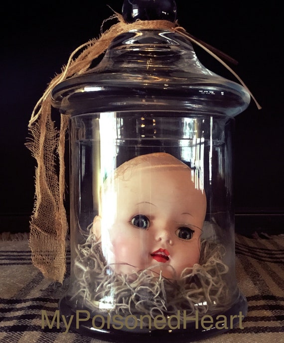 Misfits Creepy Vintage Doll Head Blue Eyes Glass Apothecary - Etsy