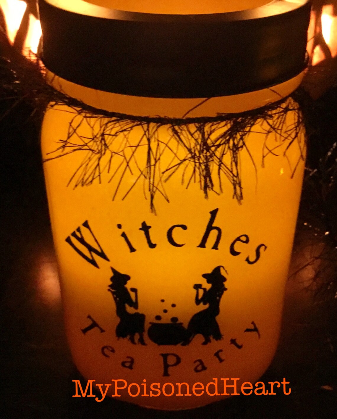 Halloween Mason Jar Tea Light Holder Halloween Luminary Etsy