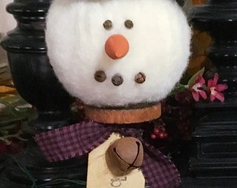 Primitive Snowman Nodder Snowman Make Do On Antique Spool