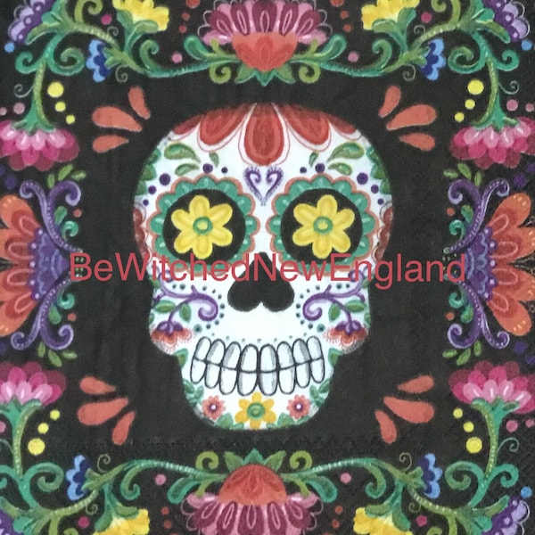 3 Sm. Sugar Skull Napkins Day Of The Dead Decoupage Napkins