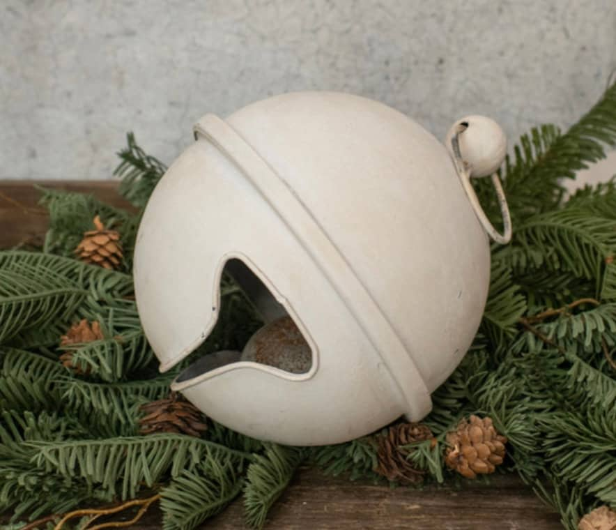 1 Pound XXL JUMBO 7 Farmhouse Christmas Sleigh Bell Bell WHITE Jingle Bell  