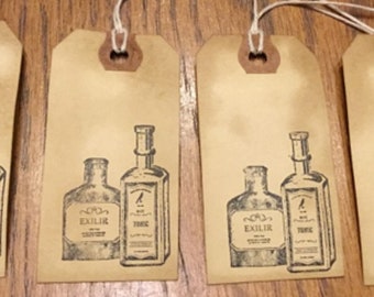 SET of 3 Medium Poison Bottles Primitive Hang Tags