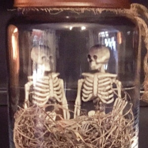 Light up Halloween Jar Of Skeletons Wedding Skeletons Bride Groom image 5