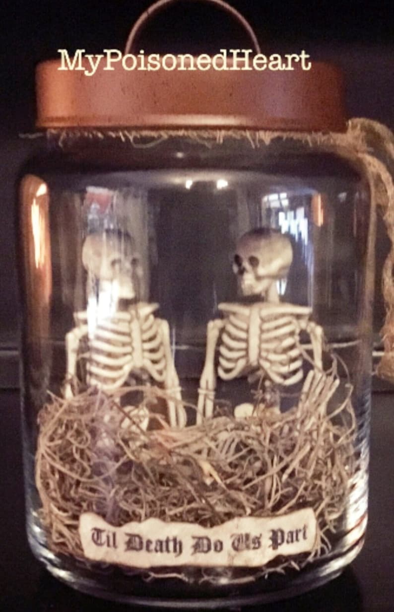 Light up Halloween Jar Of Skeletons Wedding Skeletons Bride Groom image 5