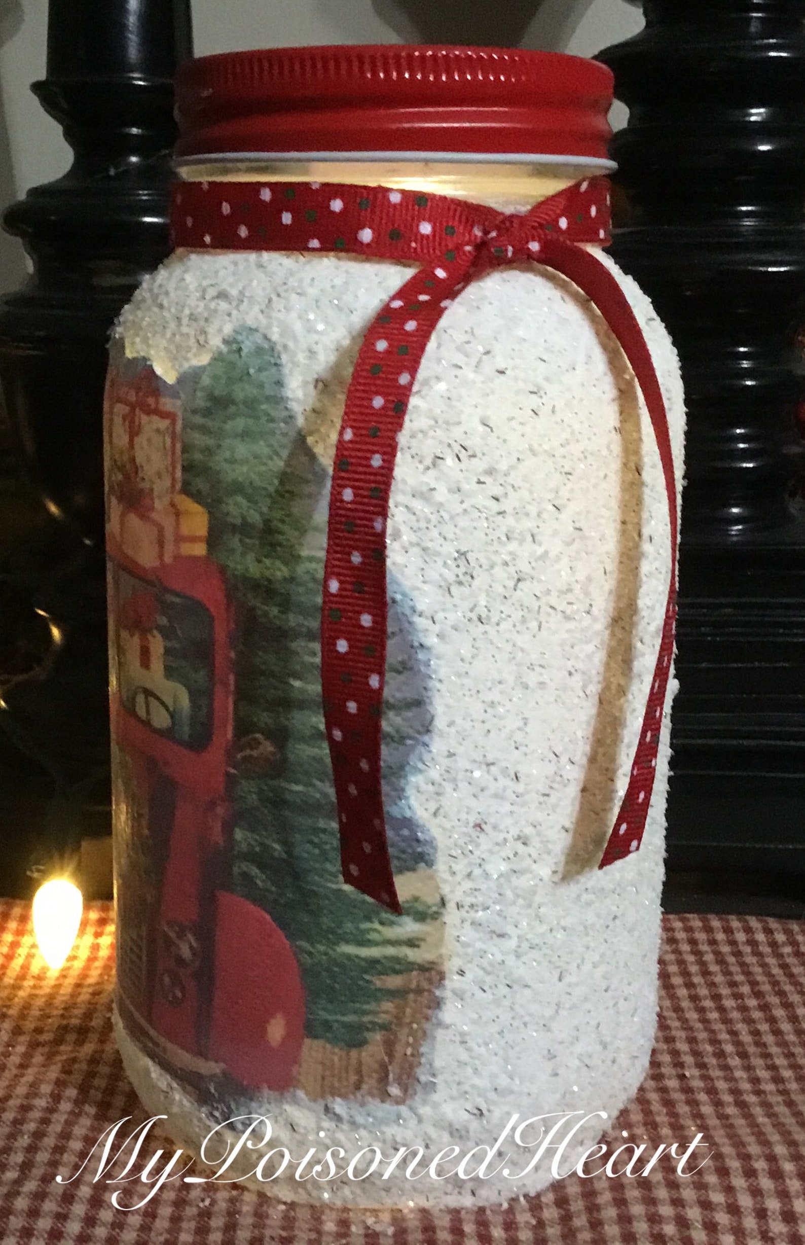 Light up Red Truck Mason Jar Christmas Mason Jar Luminary Etsy