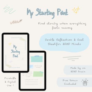 Punto de partida para el TDAH (imprimible y digital): Reflexión suave, herramienta para gestionar el agobio + Bono gratuito incluido.