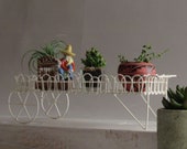 small plant stand - Vintage Wheels White - mid century Boho décor