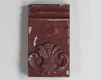 Plinth block - Brick Red - B - farmhouse style - Architectural Trim  - red chippy paint