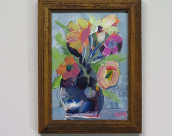 framed original floral painting - "Spring Mix" - original acrylic painting - home décor - art