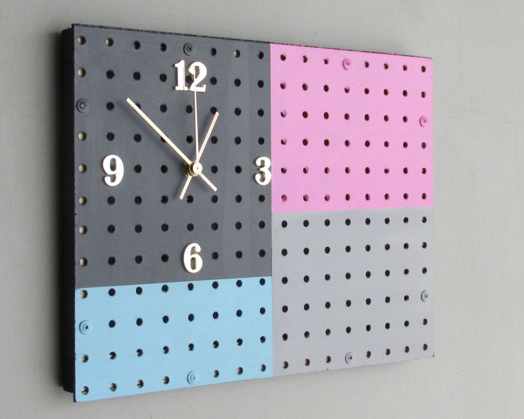 Unusual Gift Pegboard Organizer /clock Light Etsy