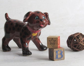 Kitschy Vintage Ceramic Dog Figurine - ceramic fun spotted dog- dog lover