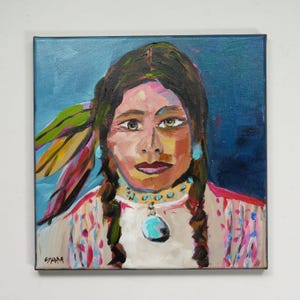 original painting - desert decor - &quot;Brave Woman&quot; - southwestern wall decor - abstract portrait - ranch home decor - western decor
