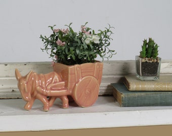 Vintage Art Pottery Planter - Donkey Cart - ceramic - USA pottery - McCoy art pottery