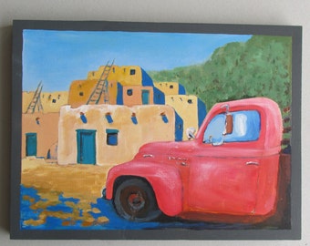 Southwestern wall art- “Traveling to New Mexico”- original acrylic painting on wood panel