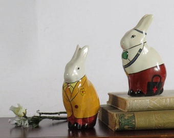 rabbits - home decor - bunny figurines - Bunnies - modern style - MCM decor- Easter decor
