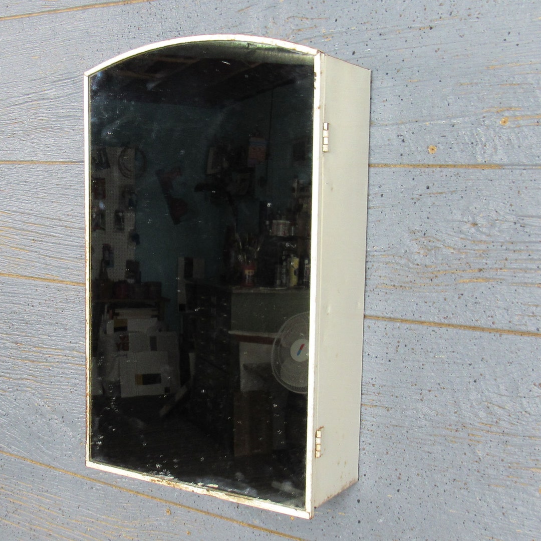 Vintage Metal Medicine Medicine Curved Top Mirror Etsy