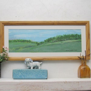 original framed landscape painting - landscape art - "Peaceful Valley" -wall art - vintage frame -decorative artwork