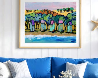 art - "Sunny Hills Ocean Blue" - giclée print -tropical wall decor - coastal decor - beaches wall art - shore