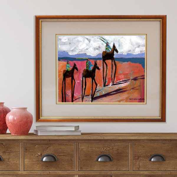 art Southwestern style - "Ancient Travelers”- giclée print -Southwest wall decor - desert wall art decor - Southwestern wall decor - horses