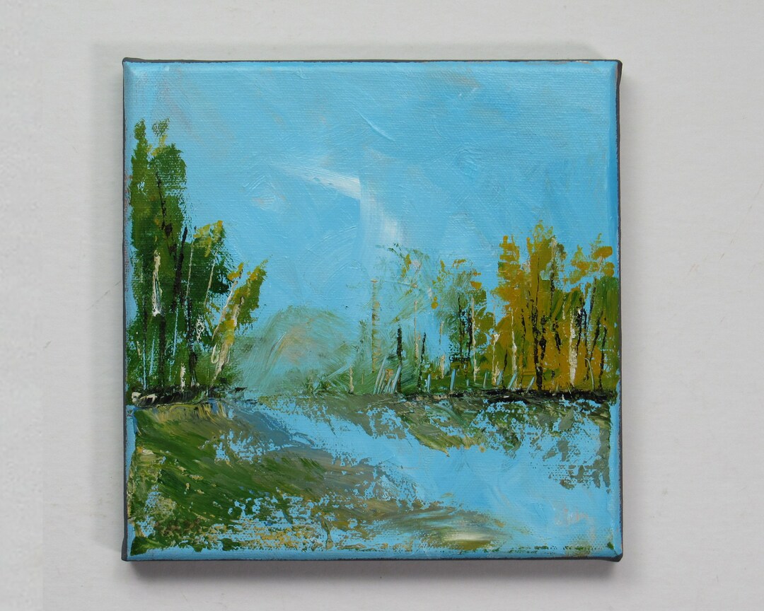 Original Acrylic Painting Decorative Wall Art blue Lagoon Painting Home