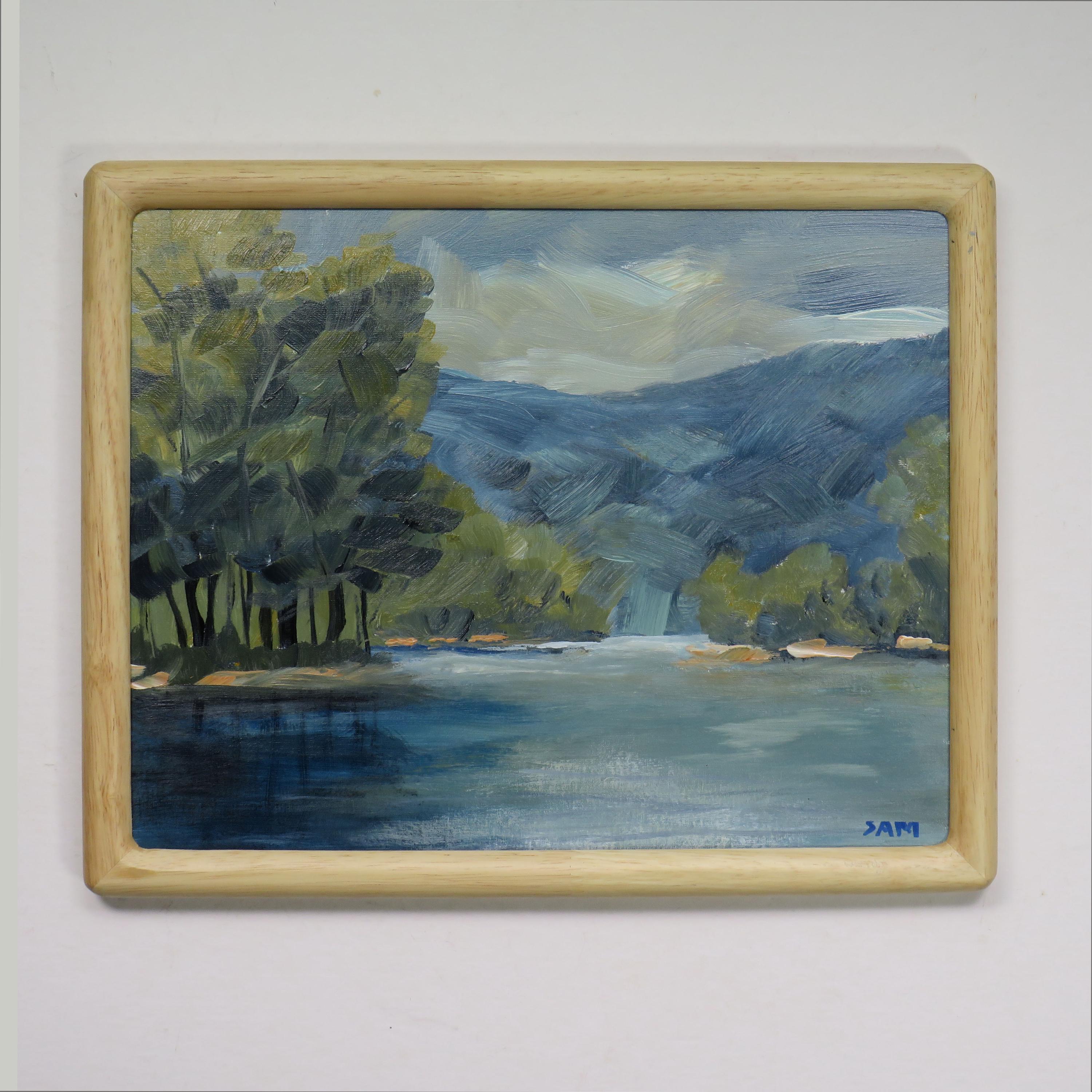 framed original acrylic painting - "Hidden Lake"- home decor - decorative wall art - art