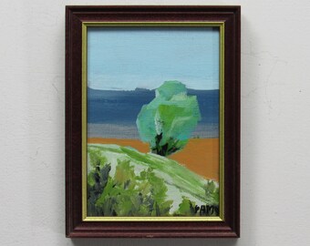 vintage framed original - desert landscape art - "Turquoise Hill" -wall art - decorative artwork - Southwestern decor