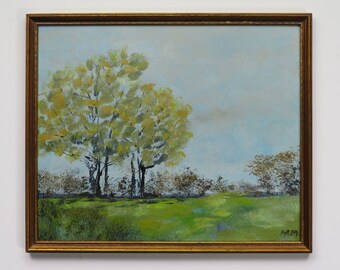 antique framed original art - "Field at Cosby" - original acrylic painting - antique frame - home décor - art