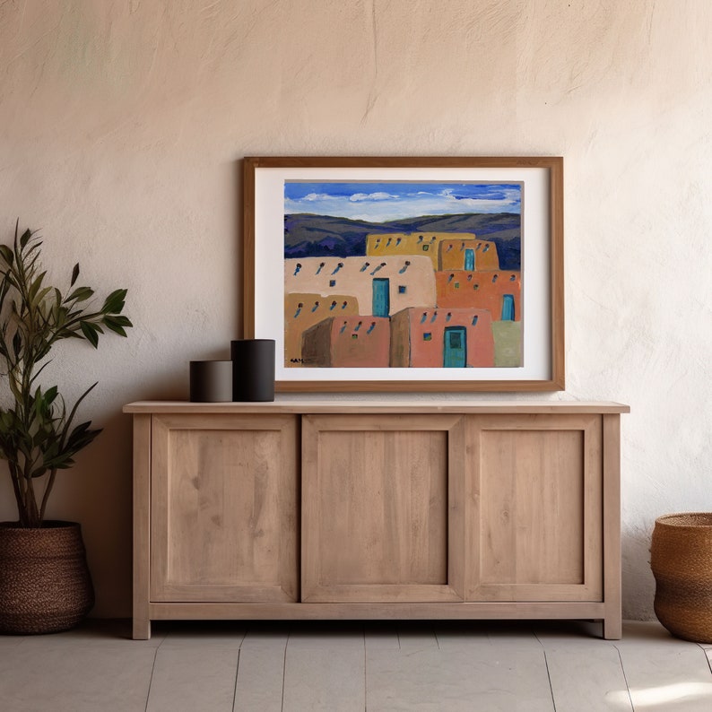 Southwestern wall art Taos Pueblo giclée print desert wall art color Pueblo color and energy Southwestern Pueblo image 3