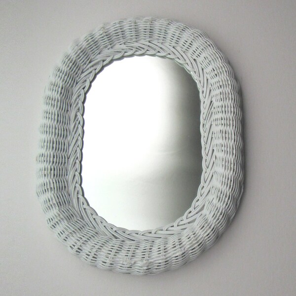 White Wicker Mirror Etsy