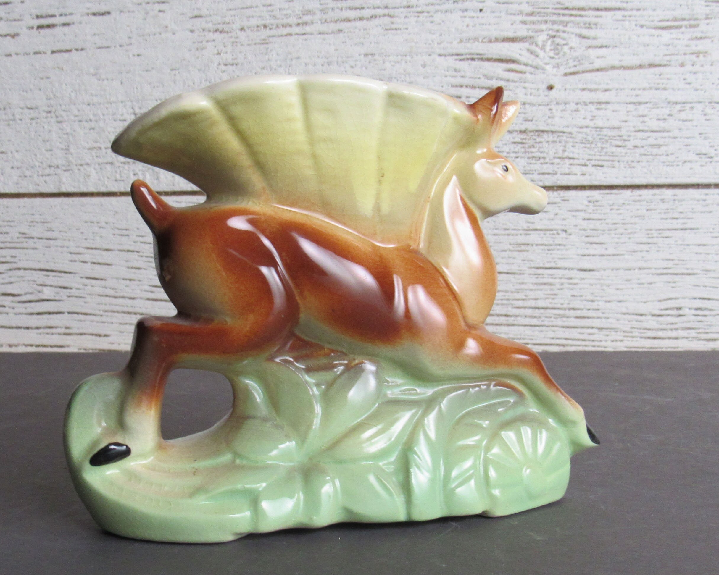 Vintage Pottery planter Deer Etsy