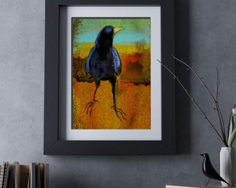 modern decor - "Edgar Allan Crow" - giclée print - living room - wall art - Crow - art