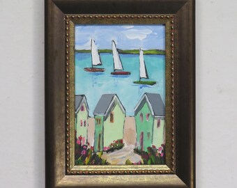 framed artwork - "Seaside Living" - original painting - seascape - Ocean - sea - tropical- coastal - art