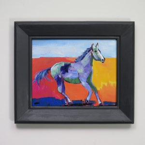 framed original painting - horse - wall art - &quot;Let the Horse Run Free “- original acrylic painting - home décor - modern southwest -art