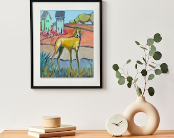 art - "The Good Neighbor" - giclée print - doggie lover - coastal decor - art of pets - playful
