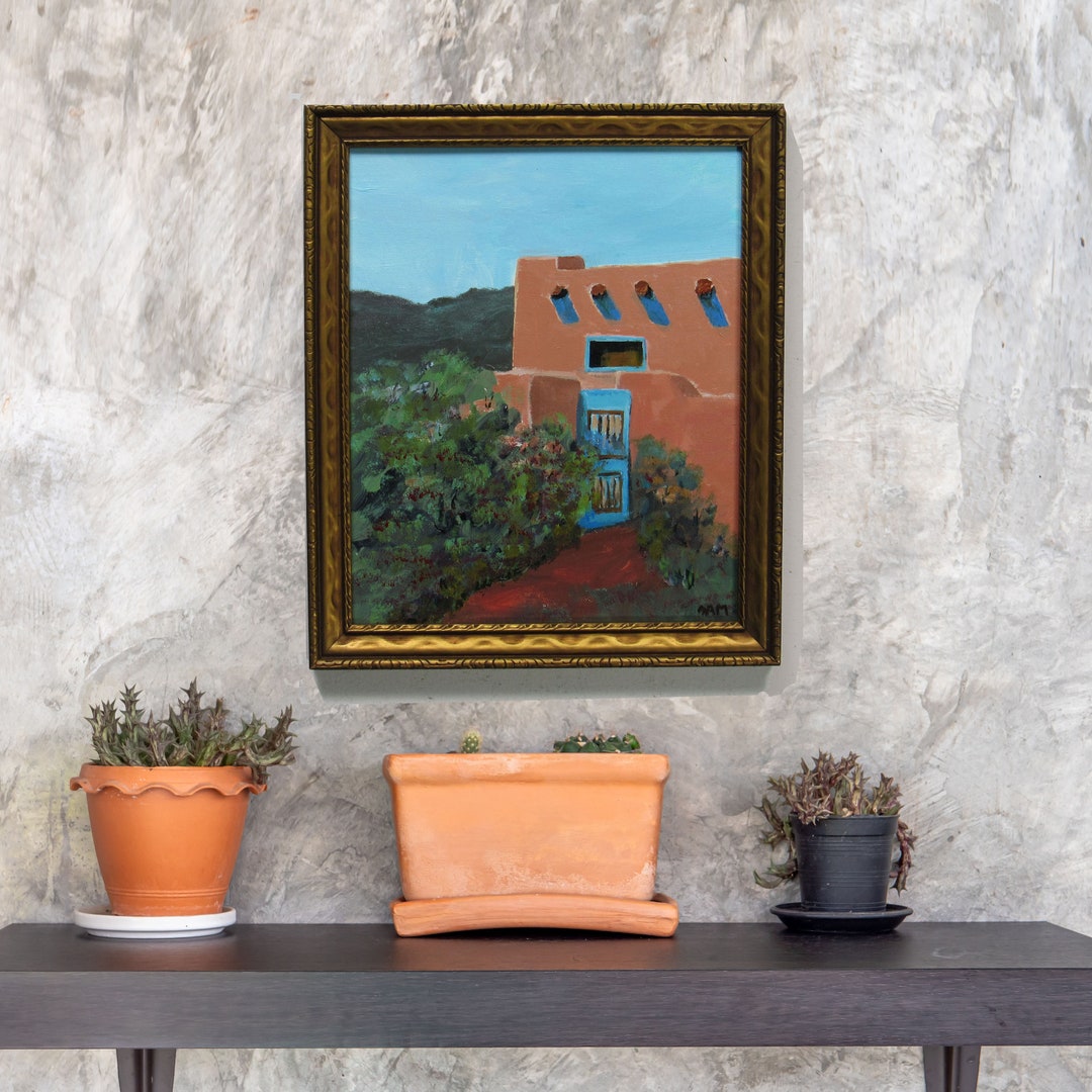 Framed Southwestern Wall Art Original Painting Desert Landscape Art