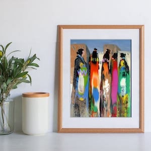 Southwestern style - &quot;Tall Walkers&quot; - giclée print - desert wall art - color - Southwestern wall art- Pueblo - color and energy