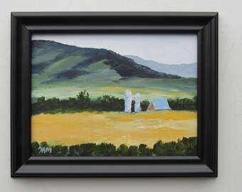 framed original art - "Wildflower Farm" -  original acrylic painting - home decor - framed artwork - art