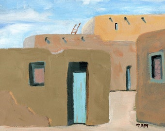 Southwestern style - "Early Pueblo" - giclée print - desert wall art - color - Southwestern wall art- Pueblo - color and energy