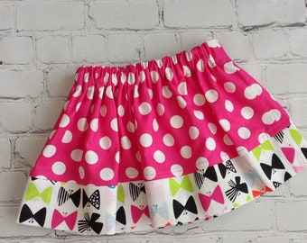 18 Month, 3 Toddler Girls Skirt, Girls Pink Dot and Butterfly Skirt, Girls Sale Skirt, Little Girl Skirt