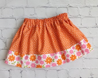 12 Month Baby Girls Skirt, 18 Month Girls Skirt, Toddler Girls Clearance Skirt, Sale Skirt, UT Skirt with Floral Trim, Little Girls Outfit