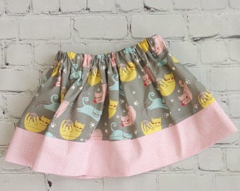 18 Month Girls Skirt, Girls Cat Skirt, Kitten Skirt, Little Girl Skirt