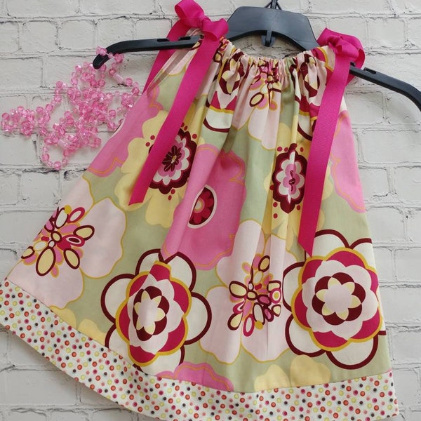 Sale 18 Month and Size 7 Girls Pillowcase Dress Flower Power Dress, Toddler Summer Dress, Garden Tea Party Dress